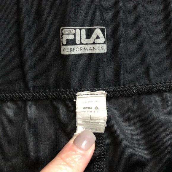 Fila Sport Black Matte Star Burst Capri Leggings L - Picture 5 of 7